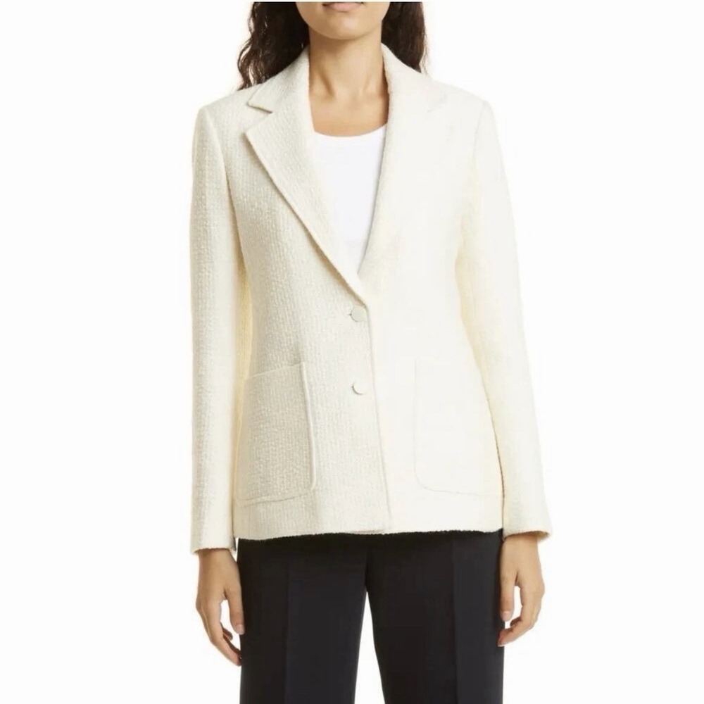 Club Monaco Tweed Wool Blend Blazer Sz XL Ivory Old Money Academia Office Preppy